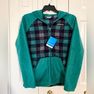 Columbia Granite Mountain Fleece Jacket - Hoodie, Full Zip, Teal and Black Plaid